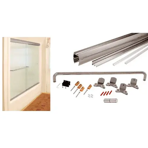 Brushed Nickel 60" x 80" Cottage CK Series Sliding Shower Door Kit with Clear Jambs for 3/8" Glass GLASS NOT INCLUDED