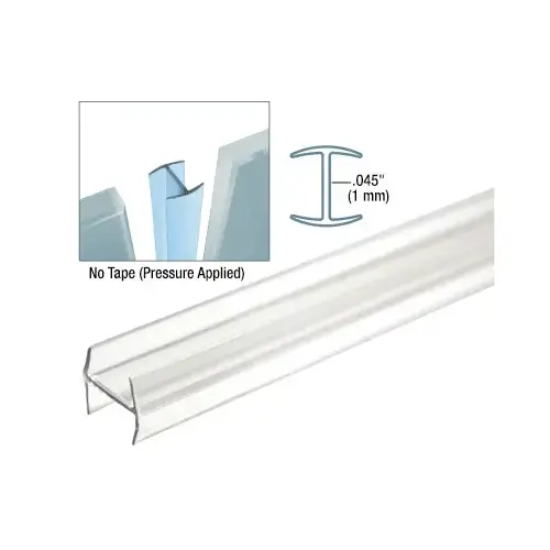 Clear Copolymer Strip for 180 degree Glass-to-Glass Joints - 1/2" (12mm) Tempered Glass - 48" Stock Length - pack of 10