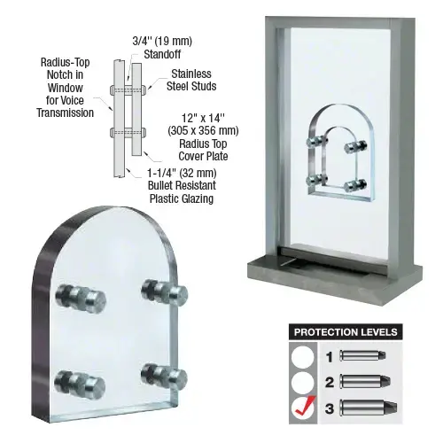 Radius Top Level 3 Clear Vision Bullet Resistant Polycarbonate Speak-Thru