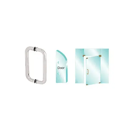 Polished Stainless 10" Back-to-Back Glass Mounted Standard Pull Handle