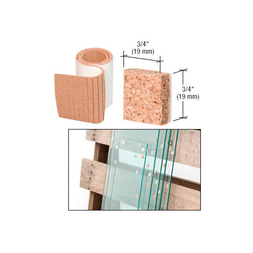 3/4" x 3/4" x 1/4" Cork Non-Adhesive Shipping Pads - Roll