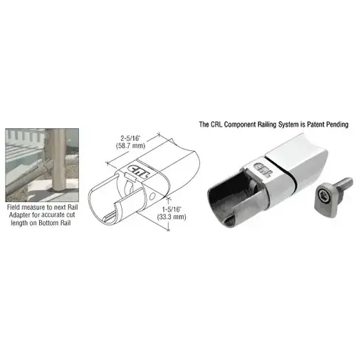316 Brushed Stainless CRS Adjustable Upper Adaptor for Sloped Bottom Rail Use on Stairs
