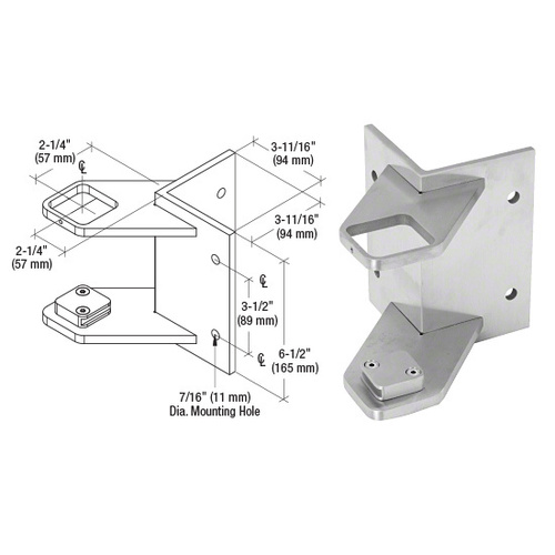 316 Brushed Stainless 2" Square Outside Corner Fascia Mount Bracket