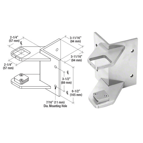 316 Polished Stainless 2" Square Outside Corner Fascia Mount Bracket