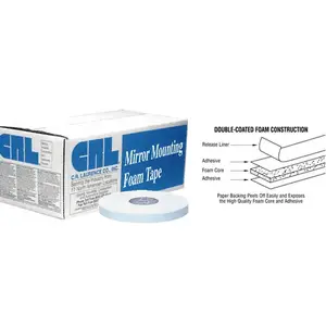 CRL CRL211612 White 1/16" x 1/2" All-Purpose Foam Mounting Tape - 108 Foot Roll