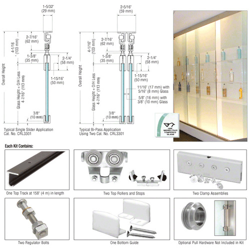 CRL CRL3301 EZ-Slide 80 Top Hung Single Track Sliding Door Kit