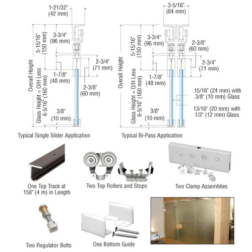 EZ-Slide 180 Top Hung Single Track Sliding Door Kit