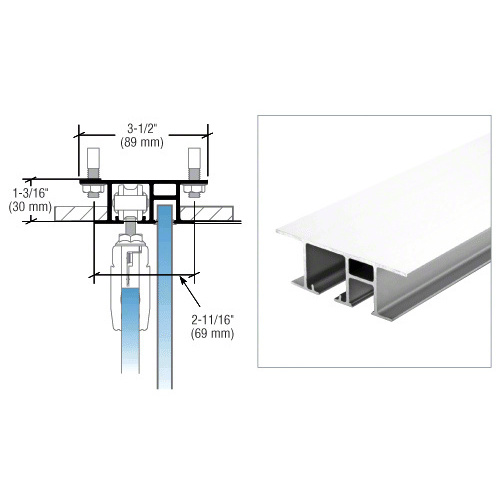 50 White Powder Coated Series Top Track for Dropped Ceiling with Fixed Panel - 118" Satin Anodized