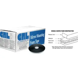 CRL CRL423212 Black 1/32" x 1/2" All-Purpose Foam Mounting Tape - 216 Foot Roll