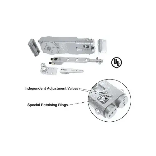 Medium Duty 105 degree No Hold Open Overhead Concealed Closer with "A" End-Load Hardware Package