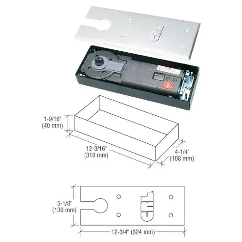 Medium Duty 105 degree No Hold Open Low Profile Floor Mounted Closer