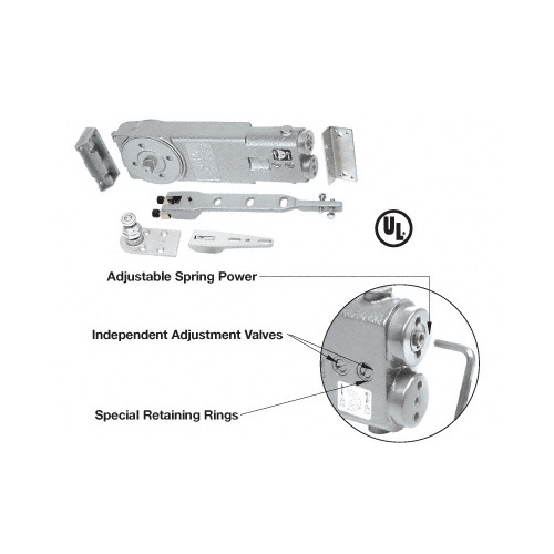 90 degree Hold Open Adjustable Spring Power Overhead Concealed Door Closer "A" Package