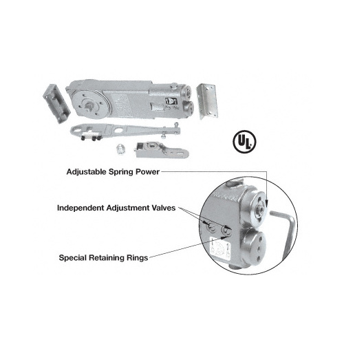 105 degree Hold Open Adjustable Spring Power Overhead Concealed Door Closer "GE" Package