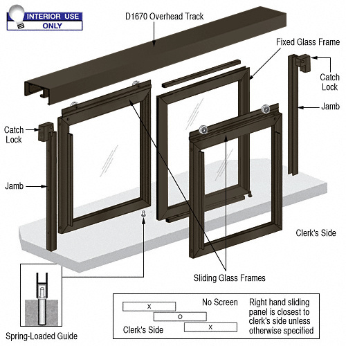 Horizontal Sliding Arlene Model Pass-Thru Assembly with D1670 Header / No Screen Black Bronze Anodized