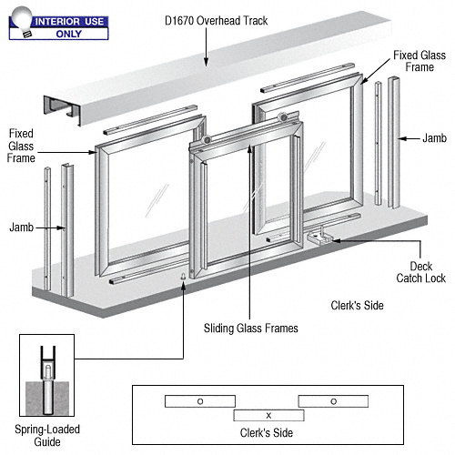 Horizontal Sliding Barbara Model Pass-Thru Assembly With D1670 Header Satin Anodized