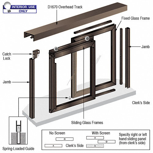 Horizontal Sliding Florence Model Pass-Thru Assembly with D1670 Header / No Screen Black Bronze Anodized