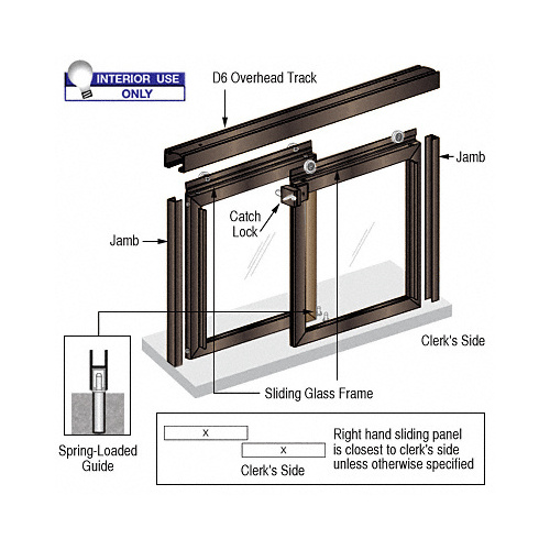 Horizontal Sliding "Daisy" Pass-Thru Assembly With D6 Header & Jambs Black Bronze Anodized