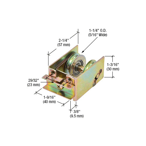 1-1/4" Tandem Steel Sliding Glass Door Rollers with 1-9/16" Wide Housing for Guaranteed Products