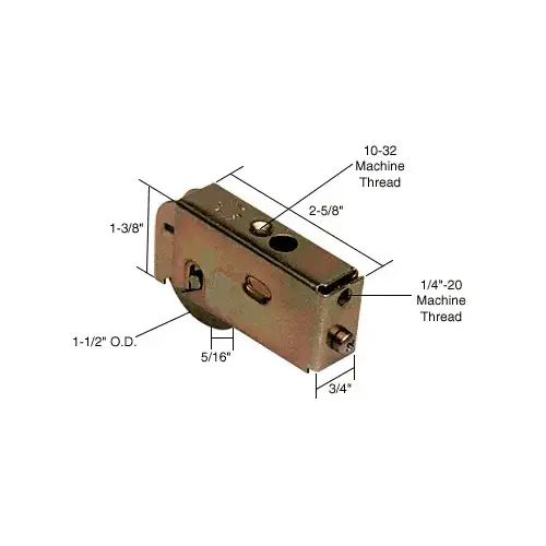 1-1/2" Steel Sliding Glass Door Roller with 3/4" Wide Housing for Air Control, Howmet and Krestmark Doors