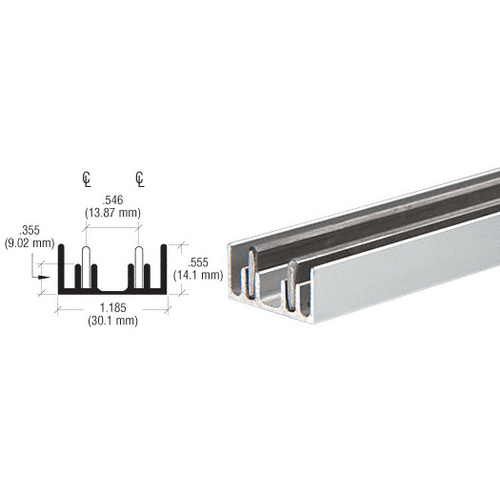 Satin Anodized Aluminum Lower Track For Large Sliding Panel  48" Stock Length - pack of 3