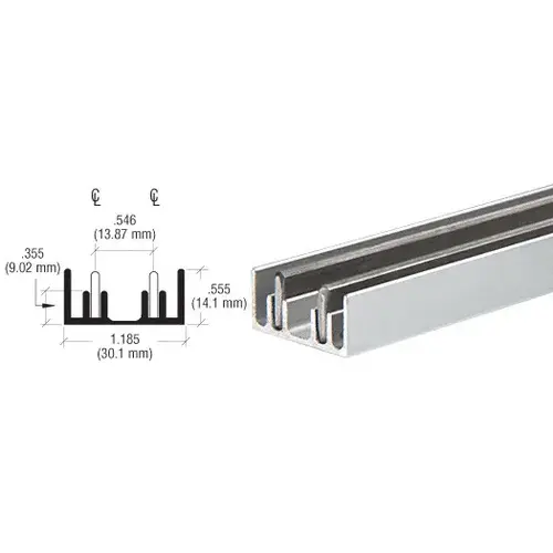 Satin Anodized Aluminum Lower Track For Large Sliding Panel  36" Stock Length - pack of 4