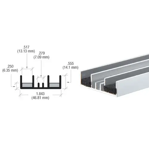 Satin Anodized Double Jamb Extrusion With Cushion  72" Stock Length - pack of 2