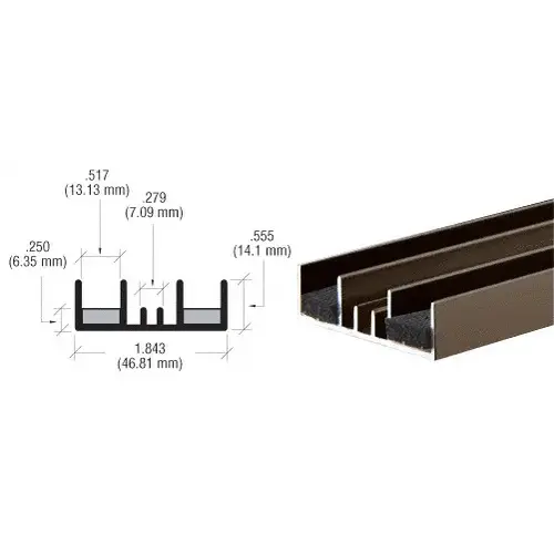 Duranodic Bronze Double Jamb Extrusion With Cushion 144" Stock Length