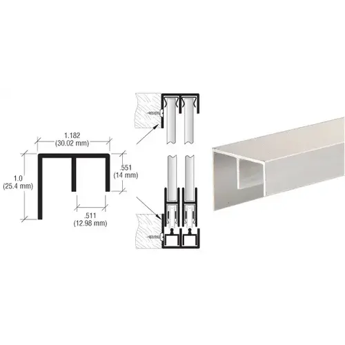 Satin Anodized Surface Mount Double Channel Extrusion 144" Stock Length