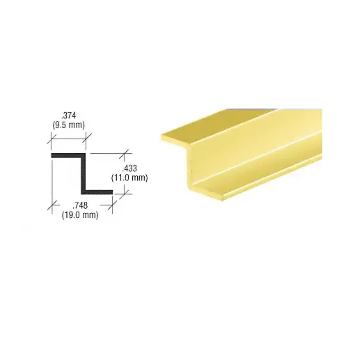 Brite Gold Anodized Z-Bar Aluminum Channel  18" Stock Length