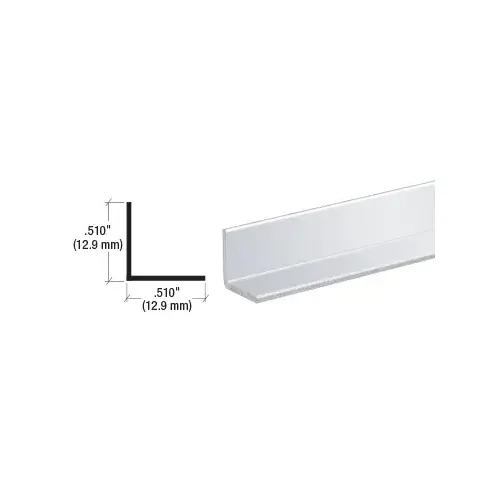 Brite Anodized 1/2" Aluminum Angle Extrusion -  12" Stock Length - pack of 10