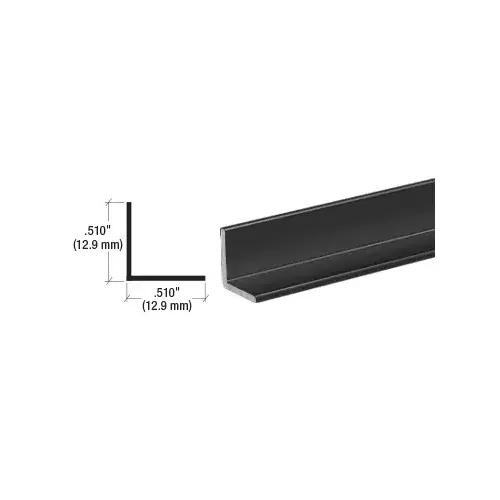 Black Electro-Static Paint 1/2" Aluminum Angle Extrusion -  18" Stock Length - pack of 50