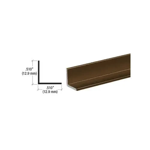 Bronze Electro-Static Paint Finish 1/2" Aluminum Angle Extrusion  24" Stock Length - pack of 5