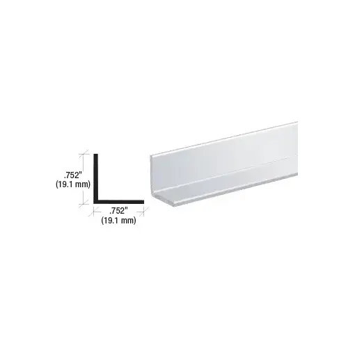 Brite Anodized 3/4" Aluminum Angle Extrusion  60" Stock Length - pack of 10