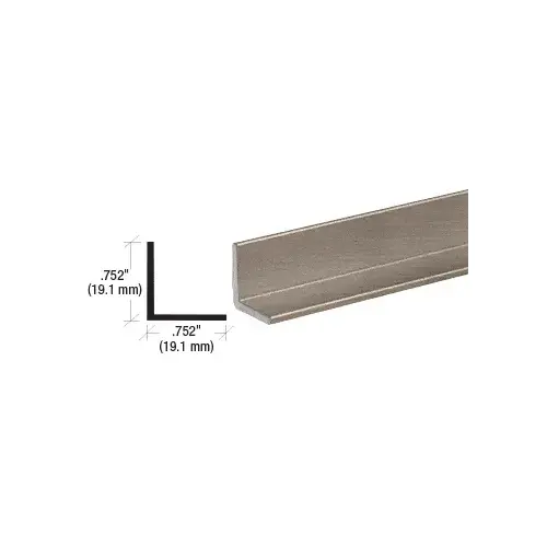 Brushed Nickel 3/4" Aluminum Angle Extrusion  18" Stock Length - pack of 10