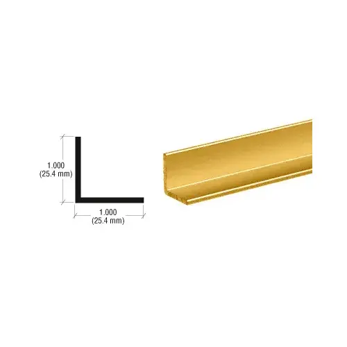 Brite Gold Anodized 1" Aluminum Angle Extrusion 144" Stock Length - pack of 5