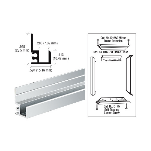 CRL D1680BA Brite Anodized "Make It Yourself" Mirror Frame Extrusion 144" Stock Length