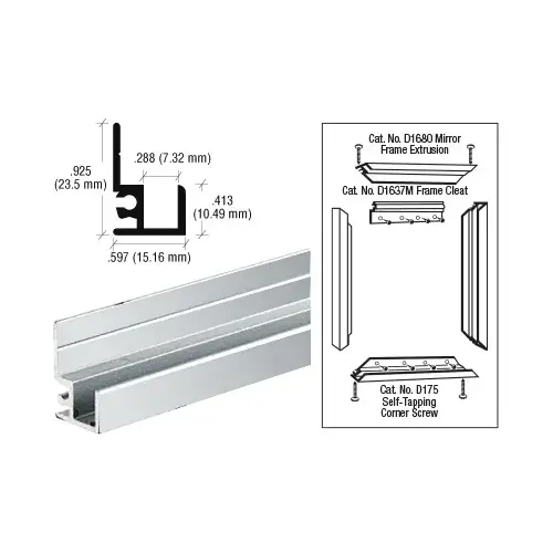 Brite Anodized "Make It Yourself" Mirror Frame Extrusion 144" Stock Length