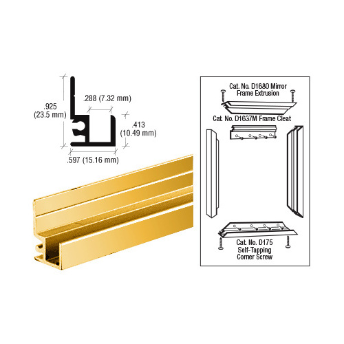 CRL D1680GA Gold Anodized "Make It Yourself" Mirror Frame Extrusion 144" Stock Length