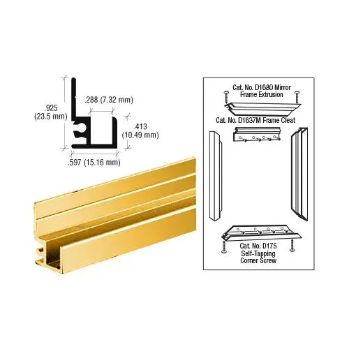 Gold Anodized "Make It Yourself" Mirror Frame Extrusion  48" Stock Length - pack of 3