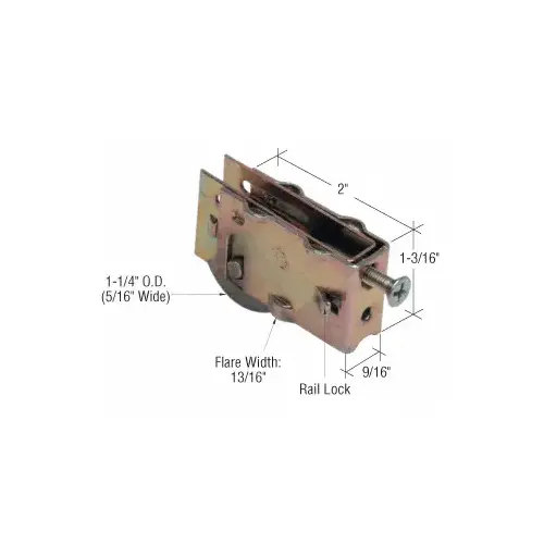 1-1/4" Steel Sliding Glass Door Roller with 9/16" Wide Housing for Nu-Air, Bennings & Scotty Doors