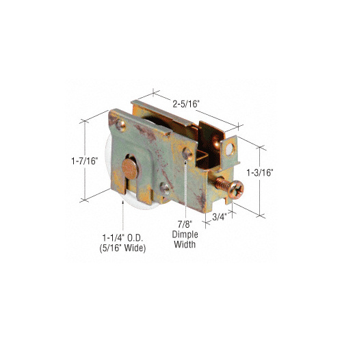 1-1/4" Nylon Sliding Glass Door Roller with 23/32" Wide Housing for Northrop Doors