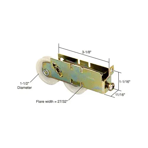 1-1/2" Tandem Nylon Sliding Glass Door Roller with 11/16" Wide Housing