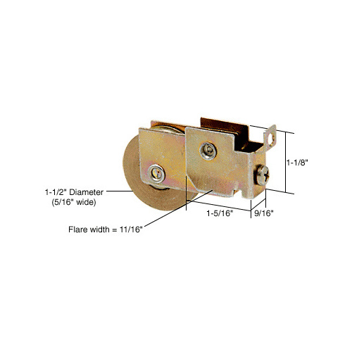 1-1/2" Steel Sliding Glass Door Roller with 9/16" Wide Housing