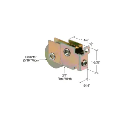 1" Steel Sliding Glass Door Roller with 9/16" Wide Housing