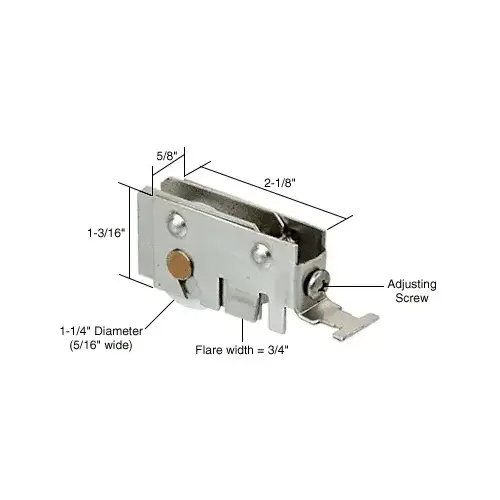 1-1/4" Nylon Sliding Glass Door Roller with 5/8" Wide Housing for International Doors