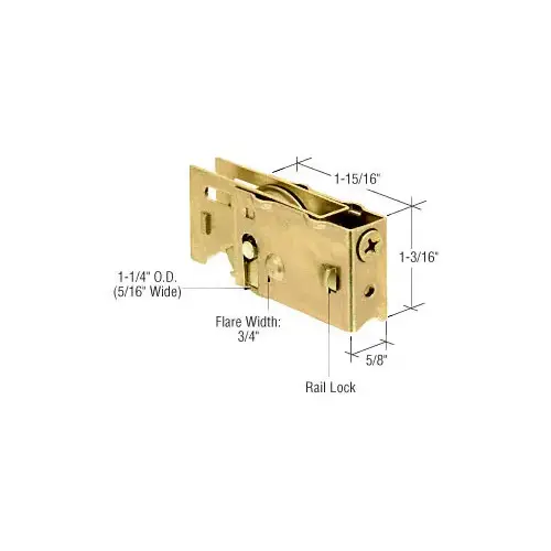 1-1/4" Steel Sliding Glass Door Roller with 5/8" Wide Housing 3/16" Inside Diameter End Hole