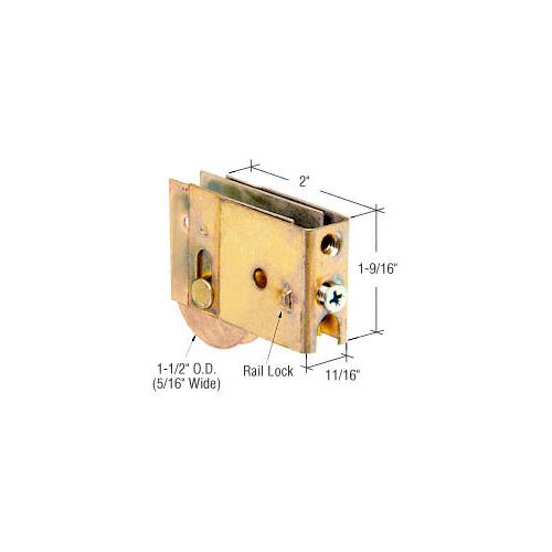 1-1/2" Steel Ball Bearing Sliding Glass Door Roller With 11/16" Wide x 1-9/16" High Housing