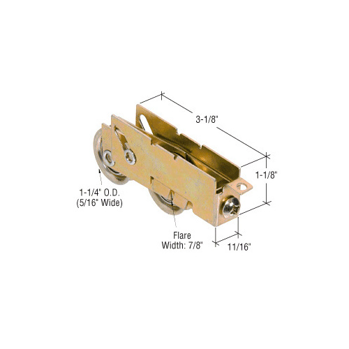 1-1/4" Tandem Steel Ball Bearing Sliding Glass Door Roller with 11/16" Wide Housing