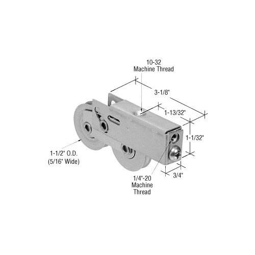 1-1/2" Tandem Stainless Steel Sliding Glass Door Roller with 3/4" Wide Housing