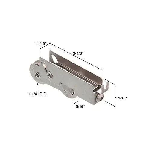 1-1/4" Tandem Stainless Steel Ball Bearing Sliding Glass Door Roller with 11/16" Wide Housing for Pacific Doors